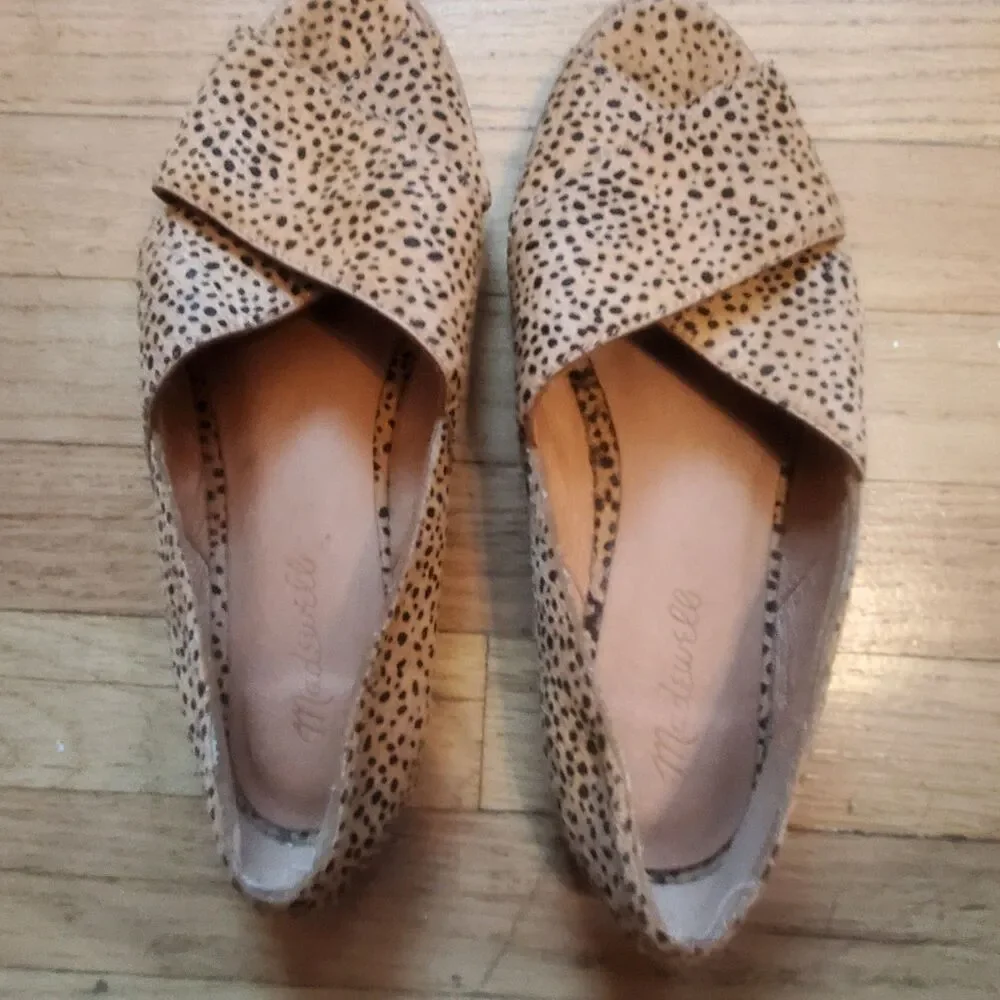 Madewell The Blaine CrissCross Spotted Calf Hair Leather Flats Women's 7 1/2